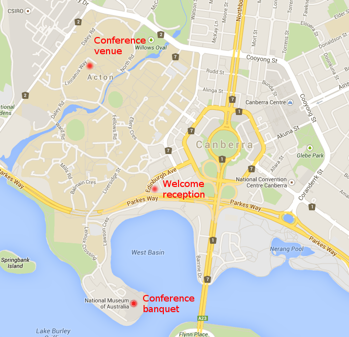 Map of central Canberra